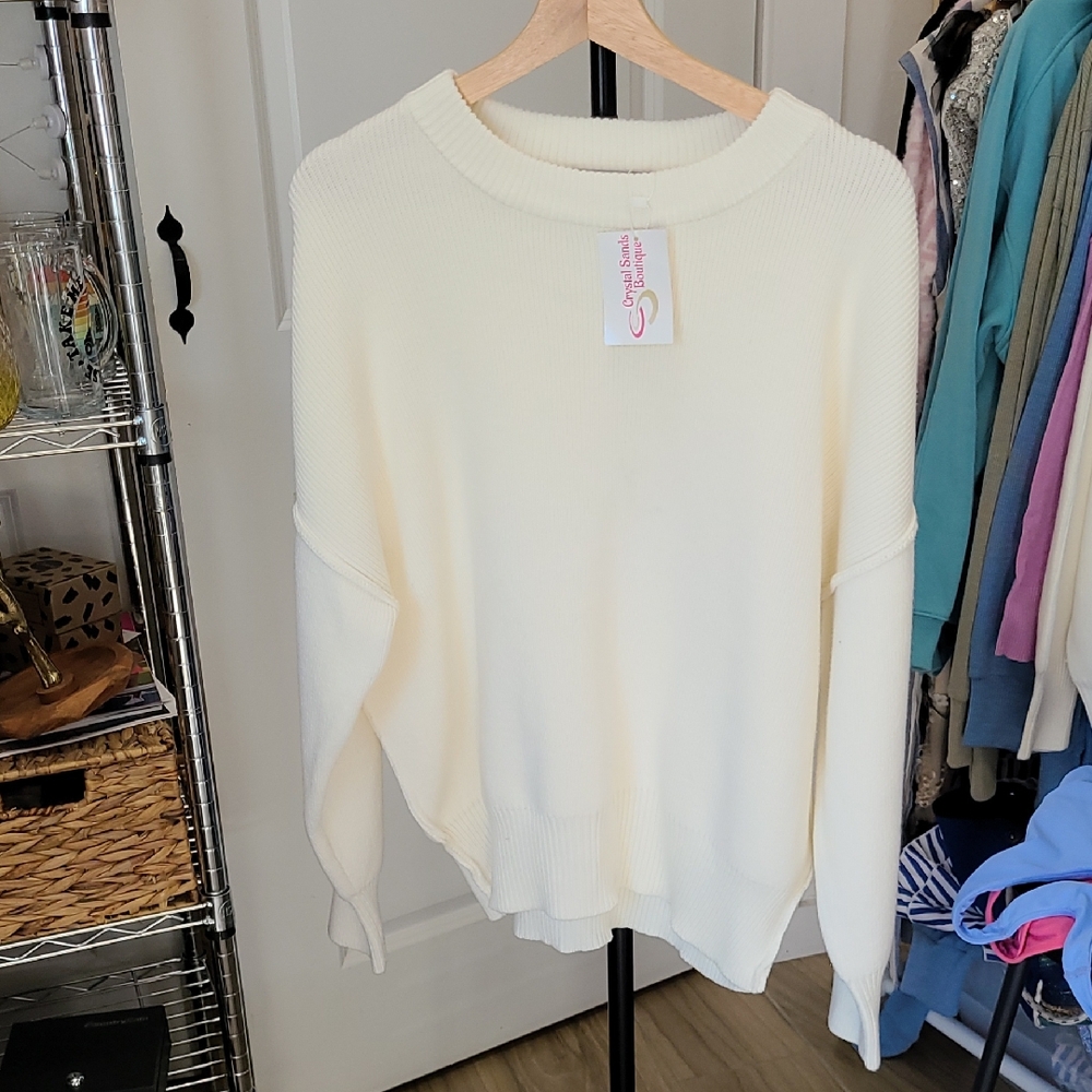 Zenana Outfitters Cream Crewneck Sweater